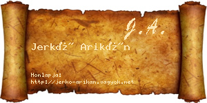 Jerkó Arikán névjegykártya